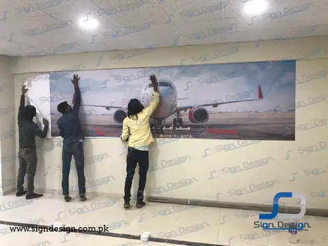 fly baghdad indoor vinyl branding