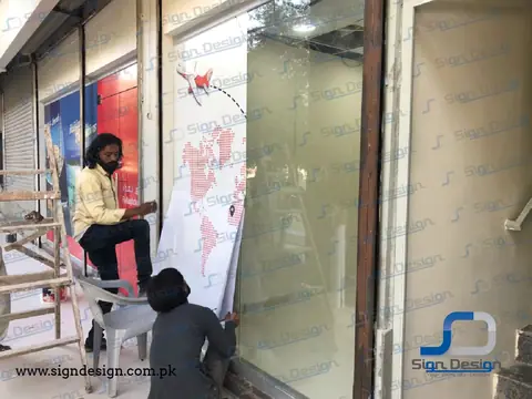 fly baghdad one way vision vinyl branding