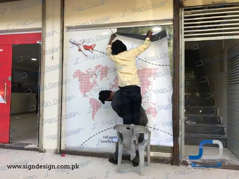 fly baghdad one way vision vinyl branding