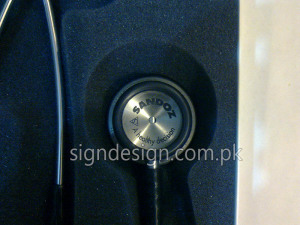 Engraving For Sandoz Pharma Laser Marking for stethoscope.
