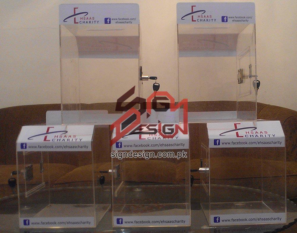 Ehsaas Charity Acrylic Drop Boxes