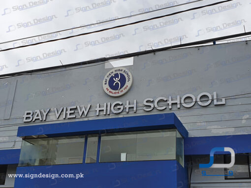 Bayview High School 3D Frontlite Signage – Tariq Road Branch